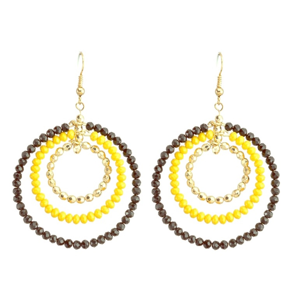 Triple Hoop Earrings (black/yellow)